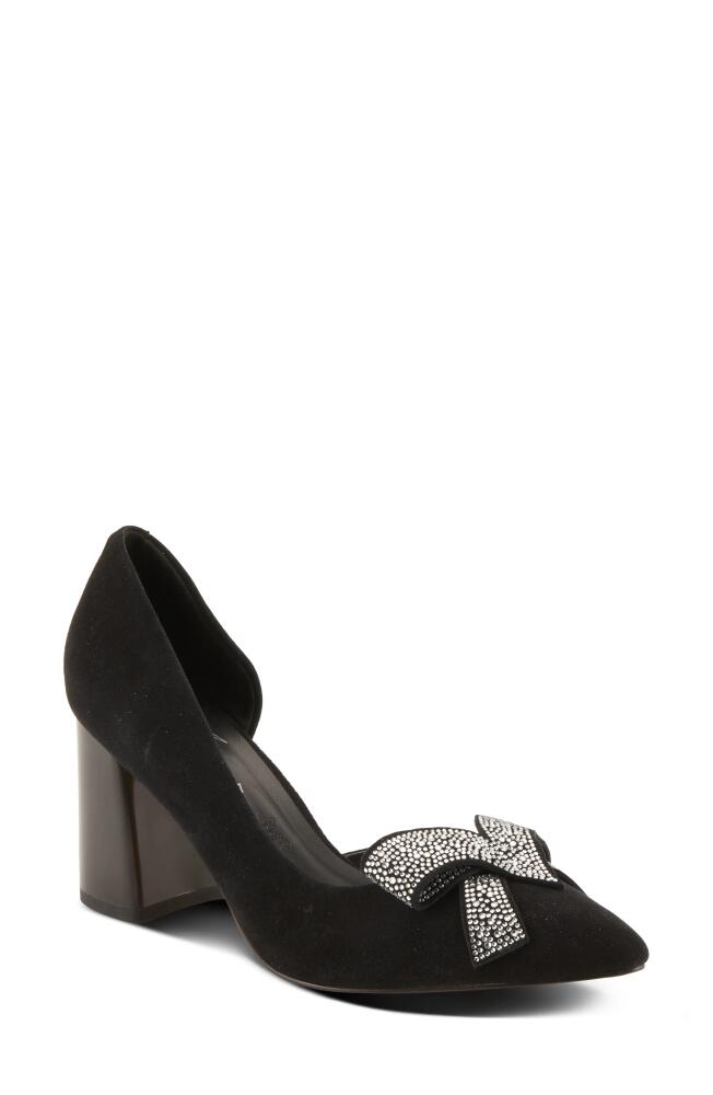 AZURA BY SPRING STEP Keala Half d'Orsay Pointed Toe Pump in Black Suede Cover