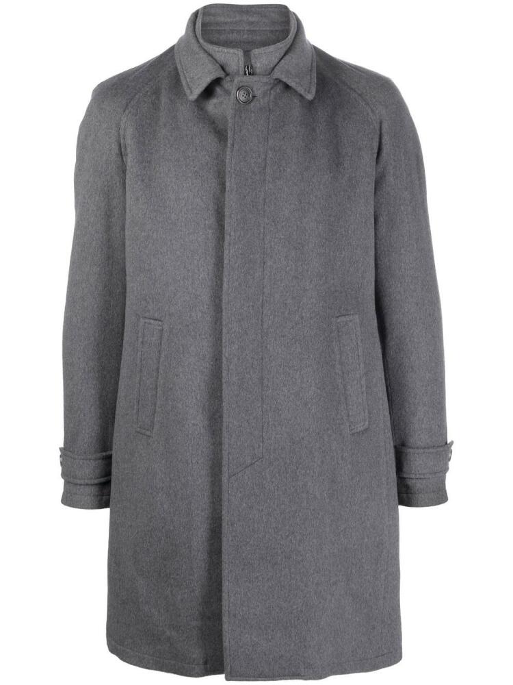 Corneliani concealed-fastening layered coat - Grey Cover