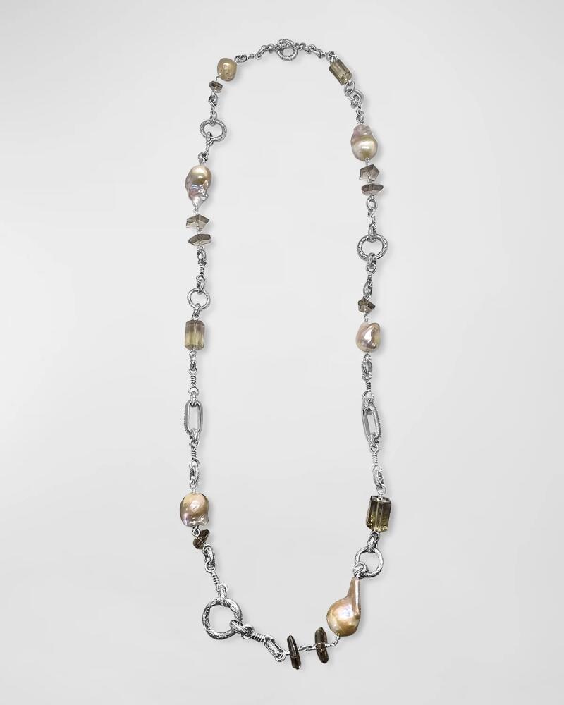 Stephen Dweck Smoky Quartz and Baroque Pearl Necklace in Sterling Silver Cover