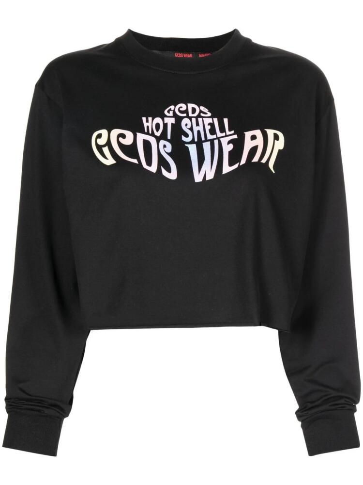 GCDS Hot Shell long-sleeve crop top - Black Cover