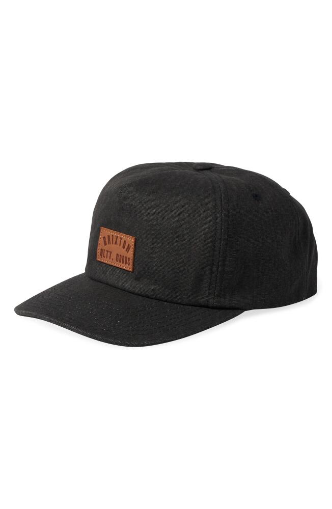 Brixton Woodburn MP Snapback Baseball Cap in Black Vintage Wash Cover