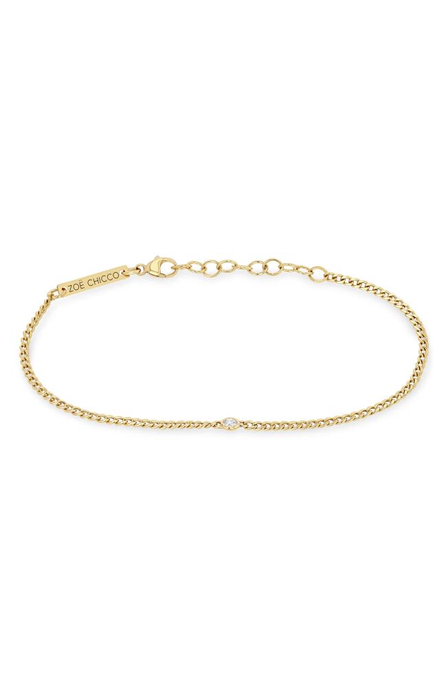 Zoë Chicco Floating Diamond Curb Chain Bracelet in 14K Yellow Gold Cover