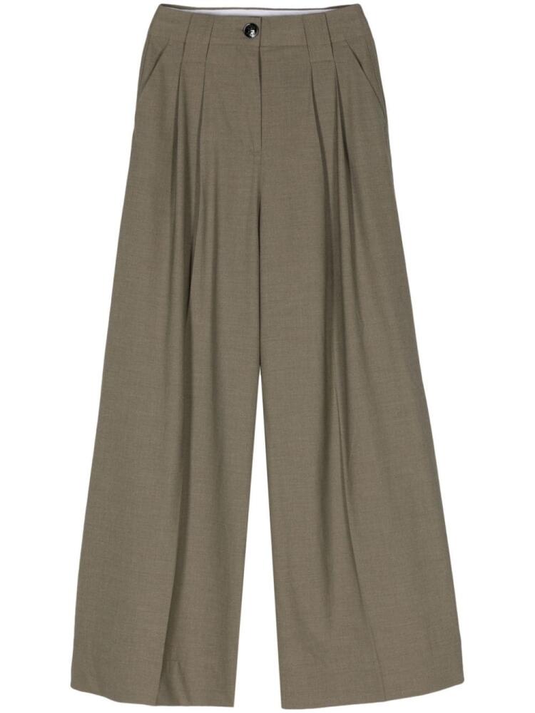 GANNI high-waist palazzo trousers - Green Cover