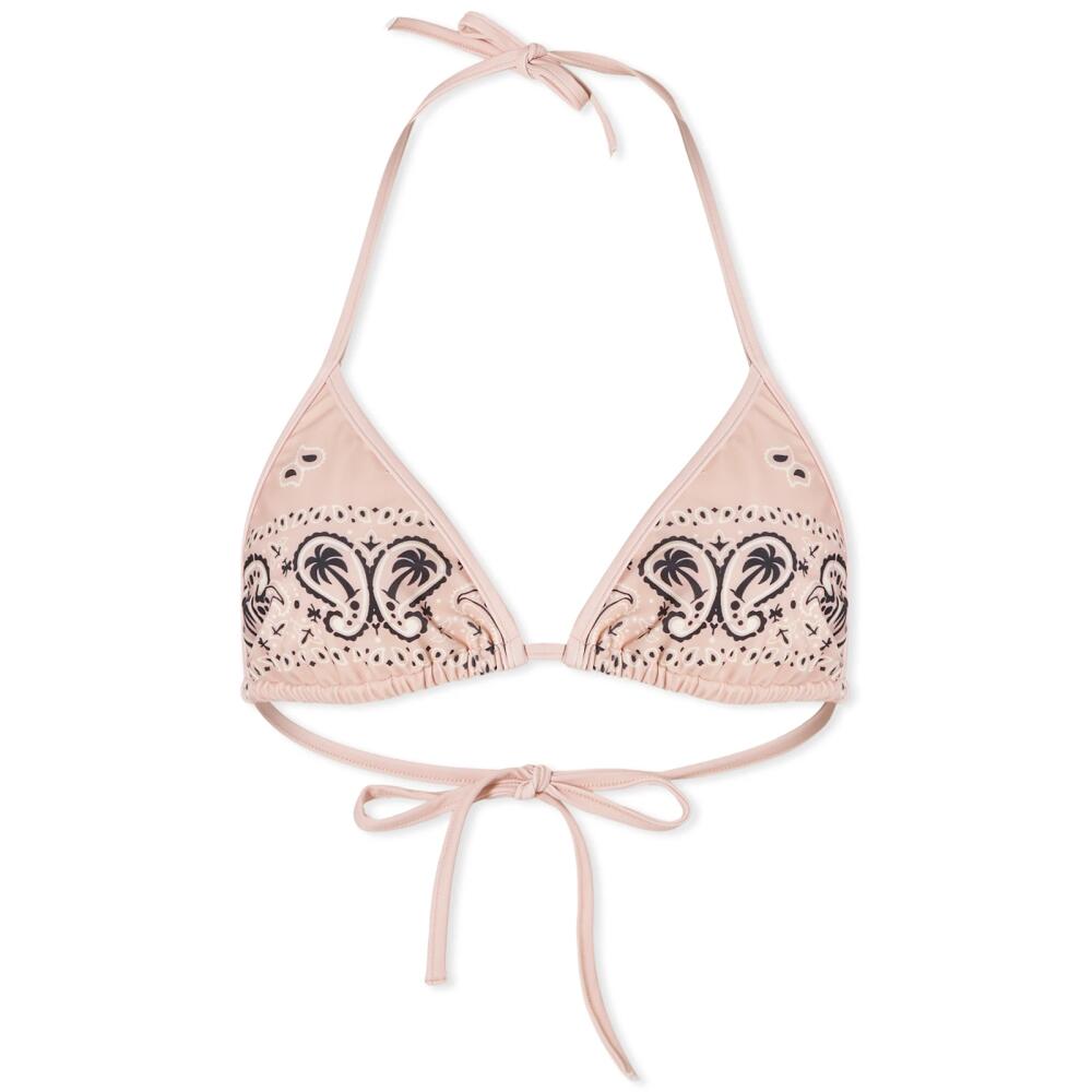 Palm Angels Women's Paisley Print Triangle Bikini Top in Pink Cover