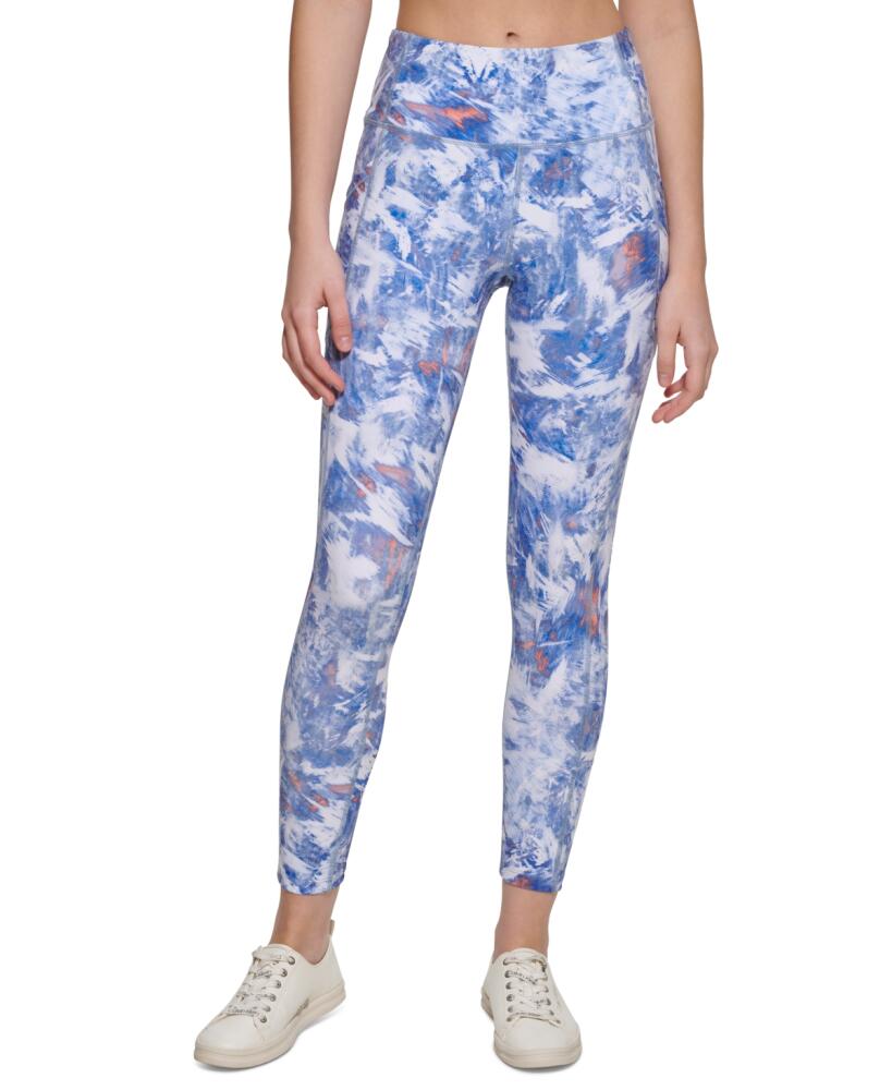 Calvin Klein Performance Printed High-Rise 7/8 Leggings - Etching Bold Blue Cover