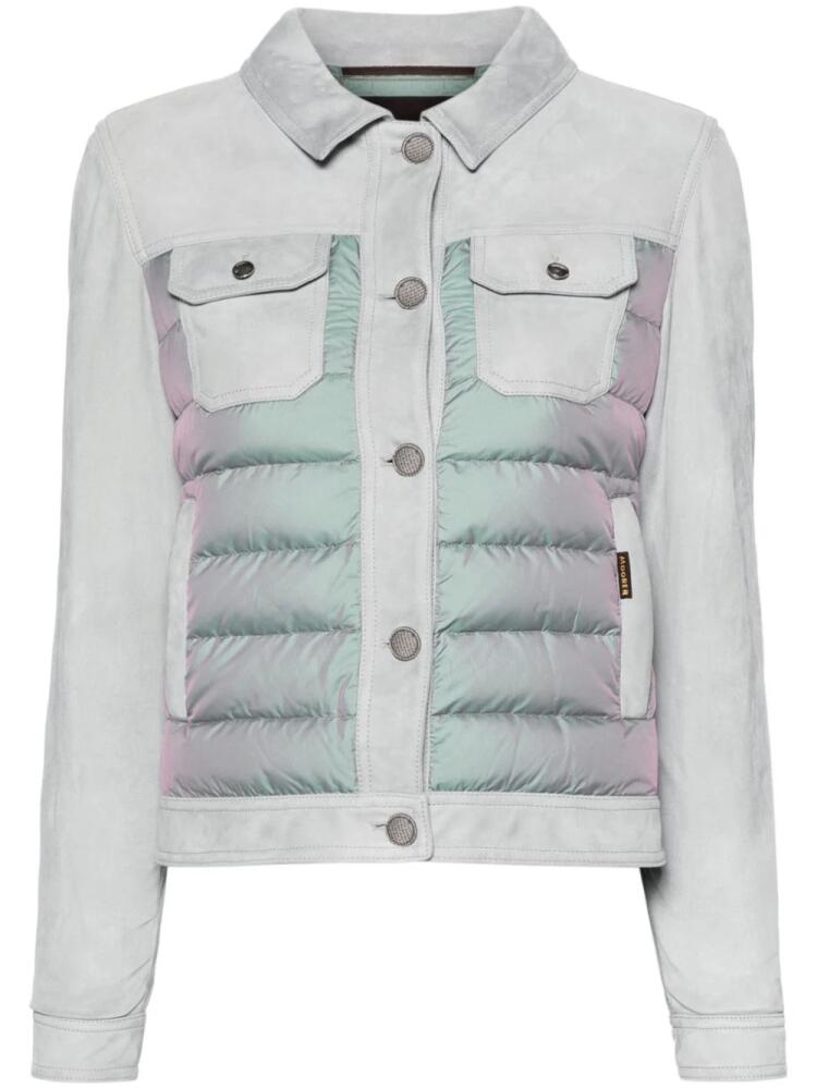 Moorer Petunia quilted-panel leather jacket - Grey Cover