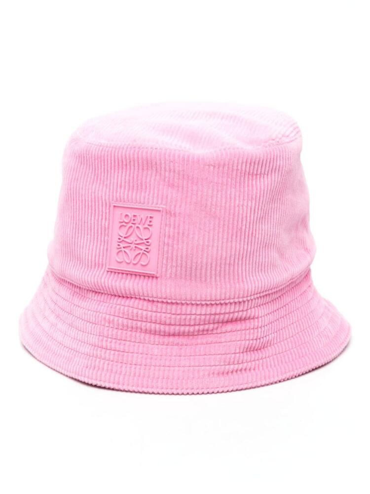 LOEWE Anagram-patch corduroy bucket hat - Pink Cover