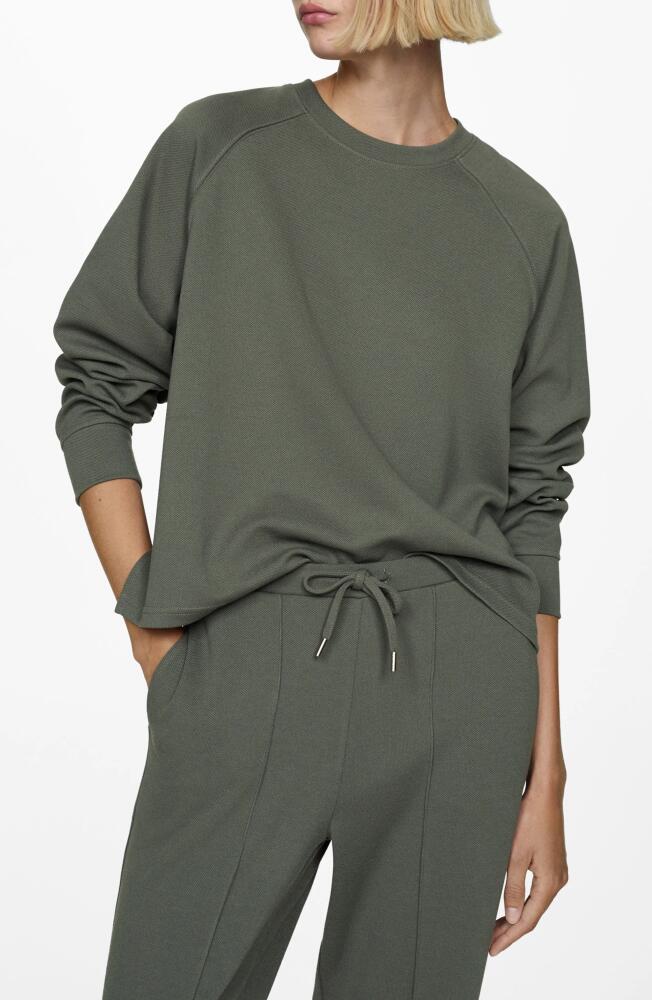 MANGO Relaxed Classic Sweatshirt in Khaki Green Cover