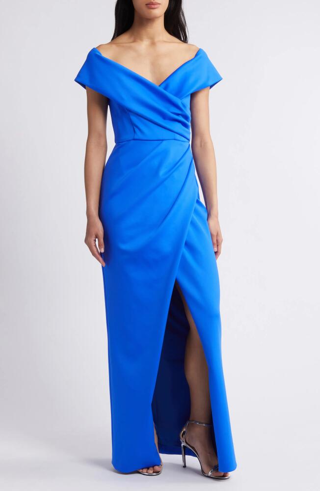 Black Halo Prisma Off the Shoulder Gown in Vibrant Blue Cover