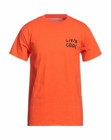 Livincool Man T-shirt Orange Cotton Cover