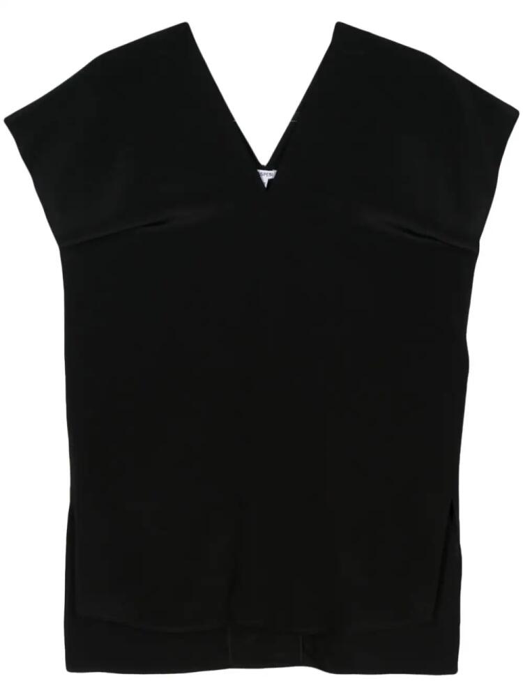 ASPESI V-neck crepe silk blouse - Black Cover