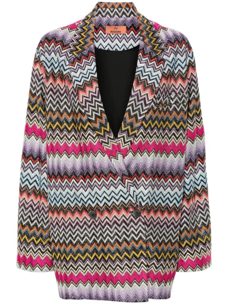 Missoni zigzag-woven double-breasted blazer - Black Cover