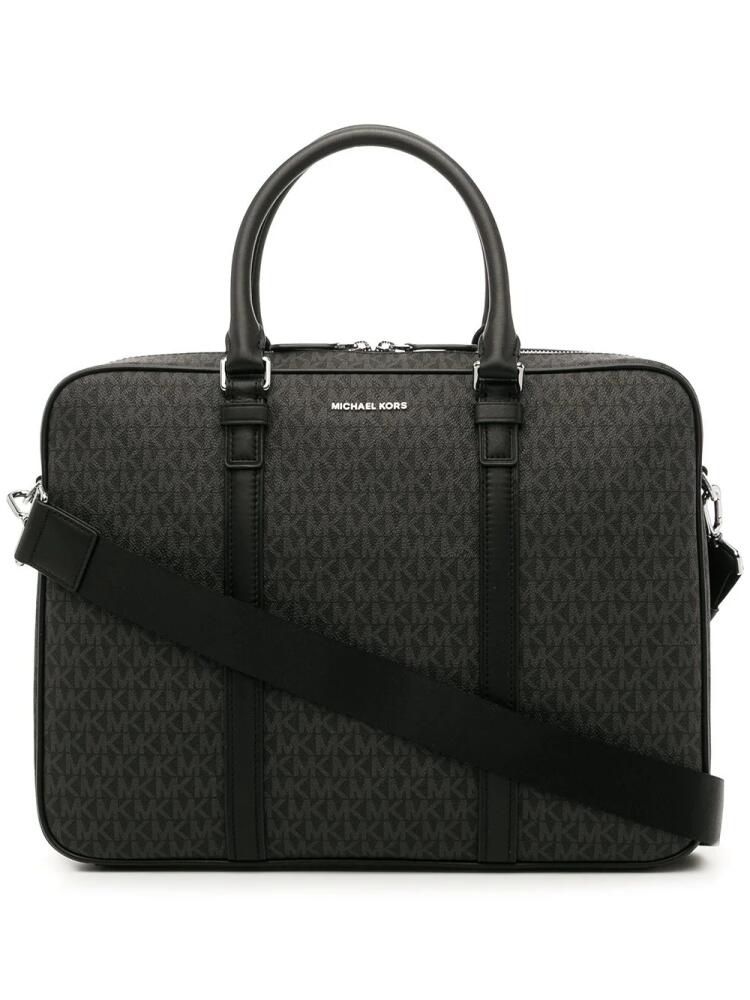 Michael Kors monogram-print leather briefcase - Black Cover