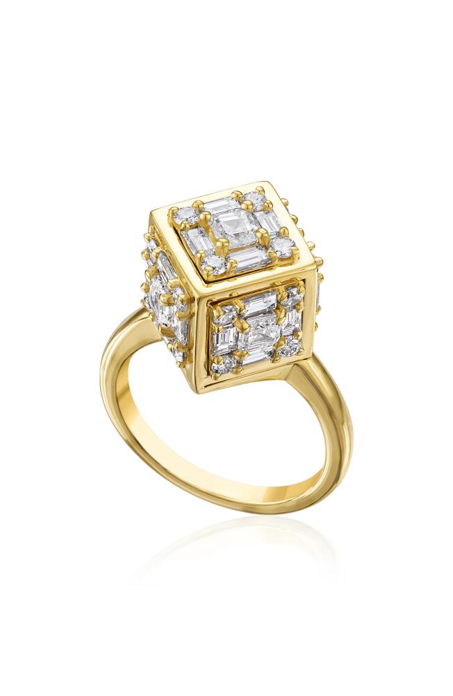 Mindi Mond Dimensional Diamond Ring in Yellow Gold/Diamond Cover