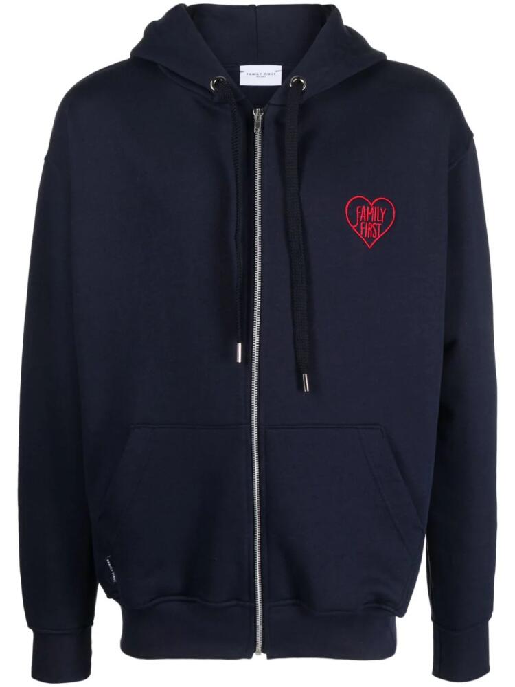 Family First embroidered-logo zip-up hoodie - Blue Cover