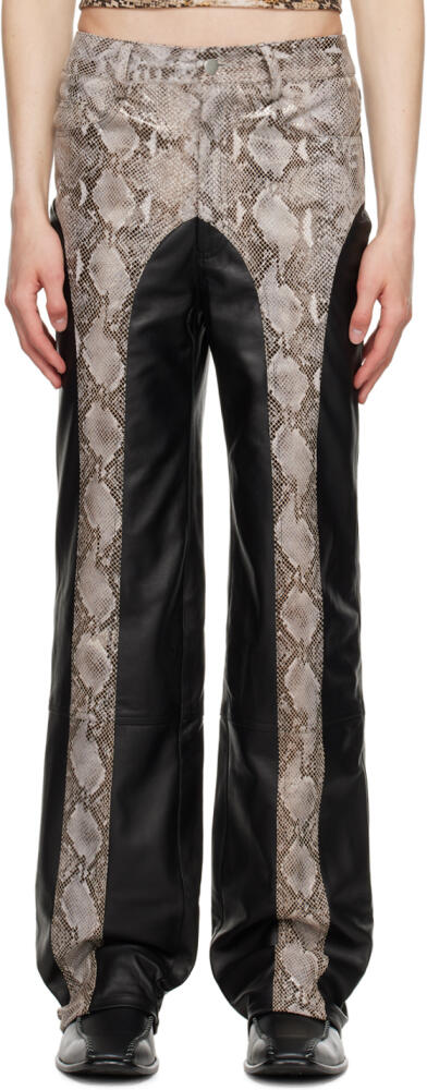 Theophilio SSENSE Exclusive Black & Gray Stripe Leather Pants Cover