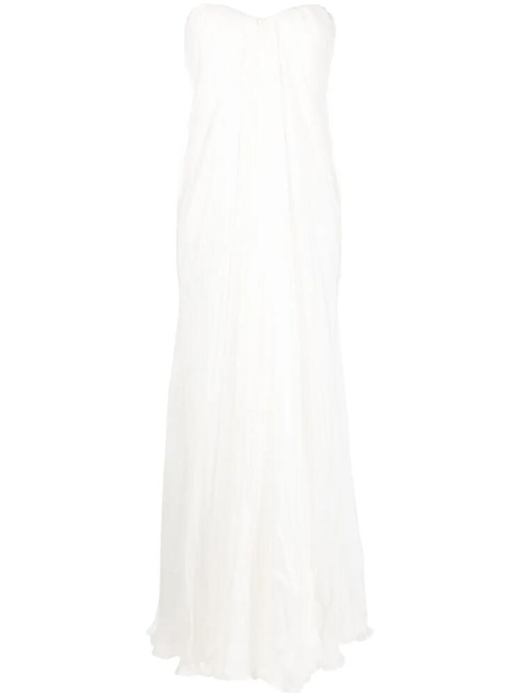 Alexander McQueen gathered silk-chiffon bustier gown - White Cover