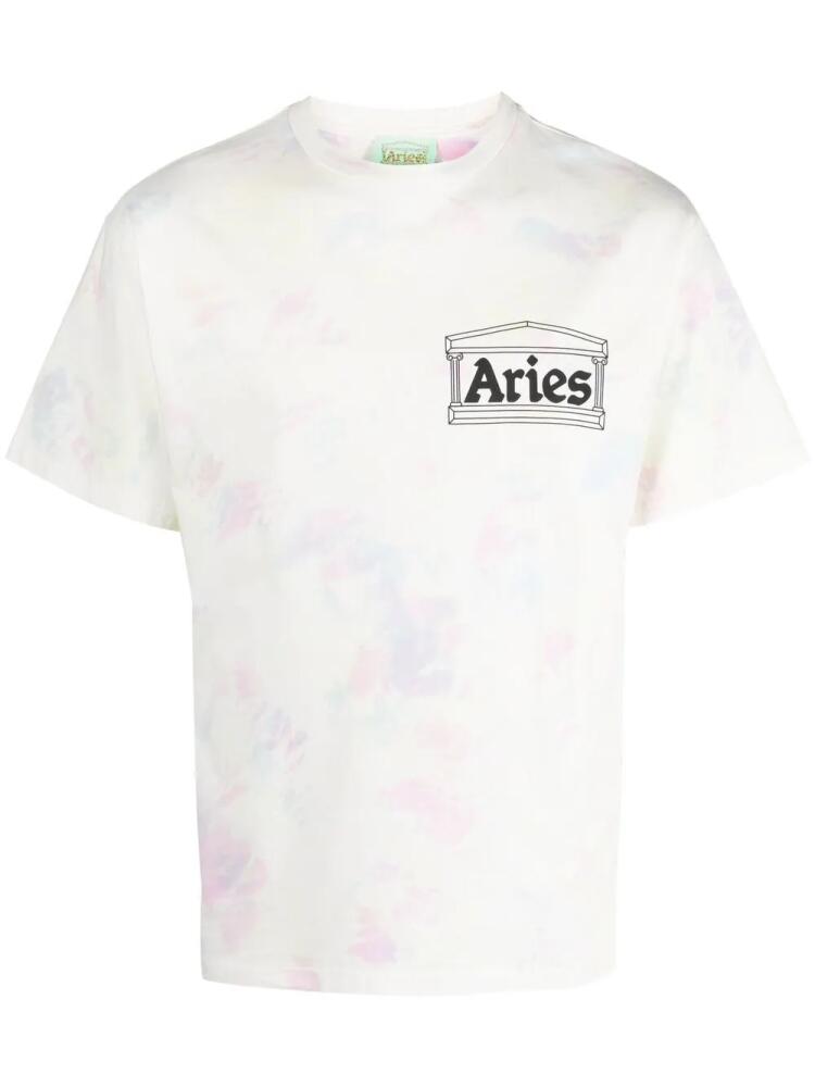 Aries logo-print detail T-shirt - White Cover