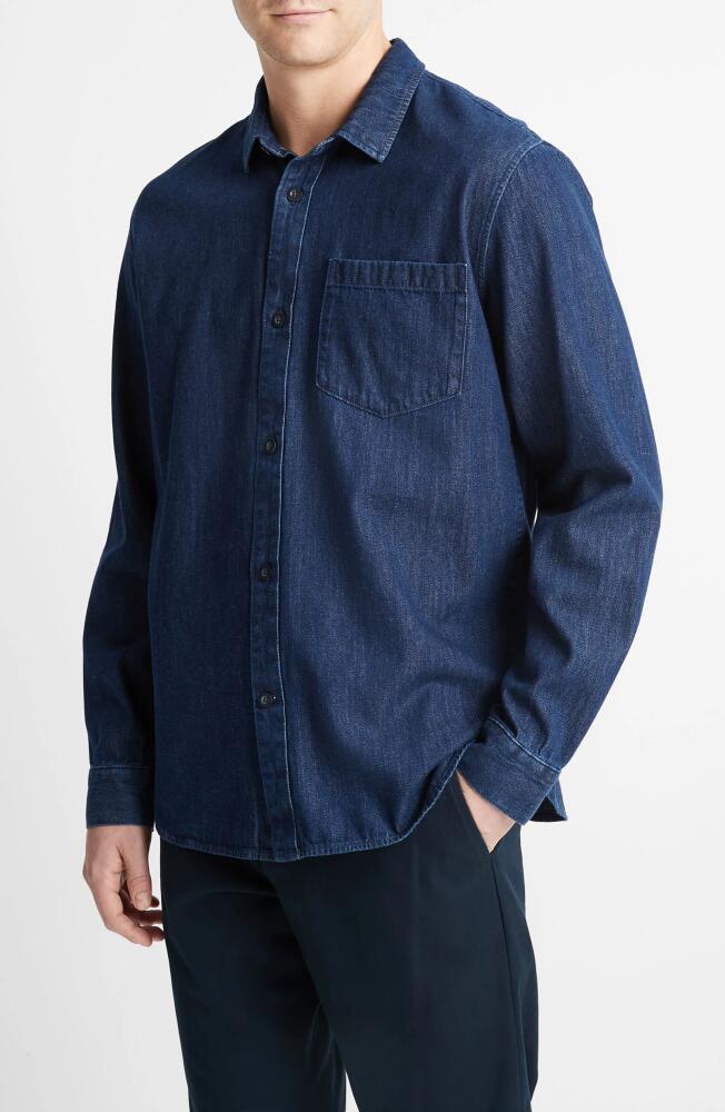 Vince Cotton Denim Button-Up Shirt in Midnight Cover