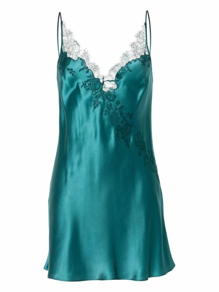 Carine Gilson lace-trim silk slip dress - Blue Cover