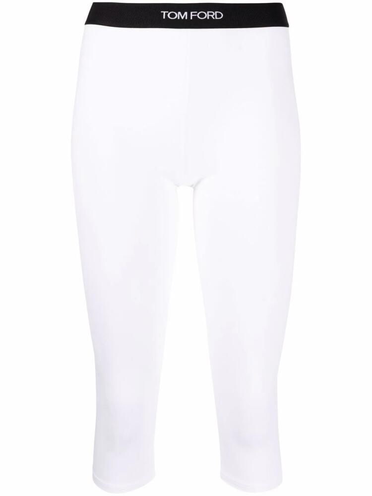 TOM FORD cropped logo-waistband leggings - White Cover