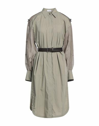 Brunello Cucinelli Woman Midi dress Sage green Cotton, Ecobrass Cover