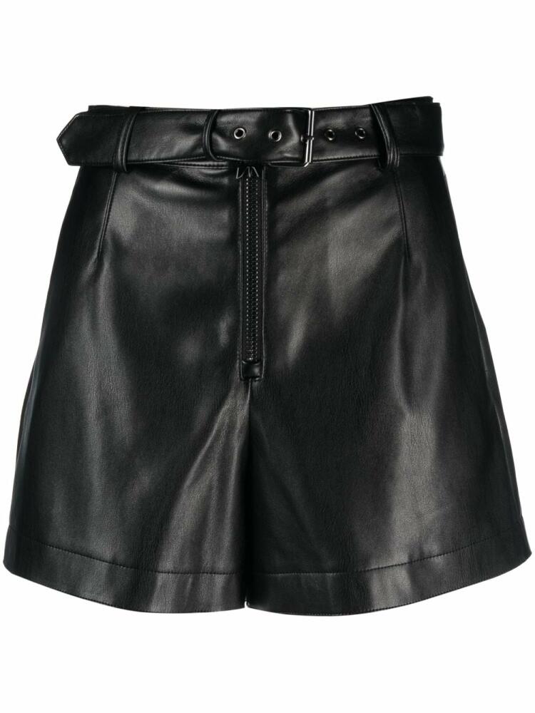 Patrizia Pepe Essential belted faux-leather shorts - Black Cover