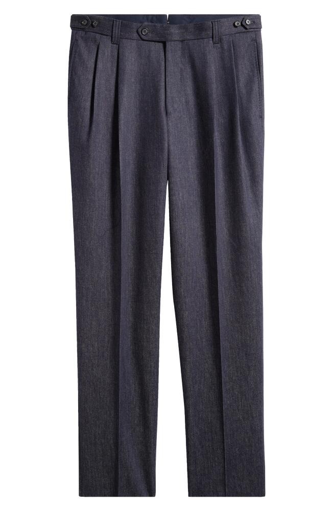 BOSS Port Relaxed Fit Pleated Wool Dress Pants in Dark Blue Cover