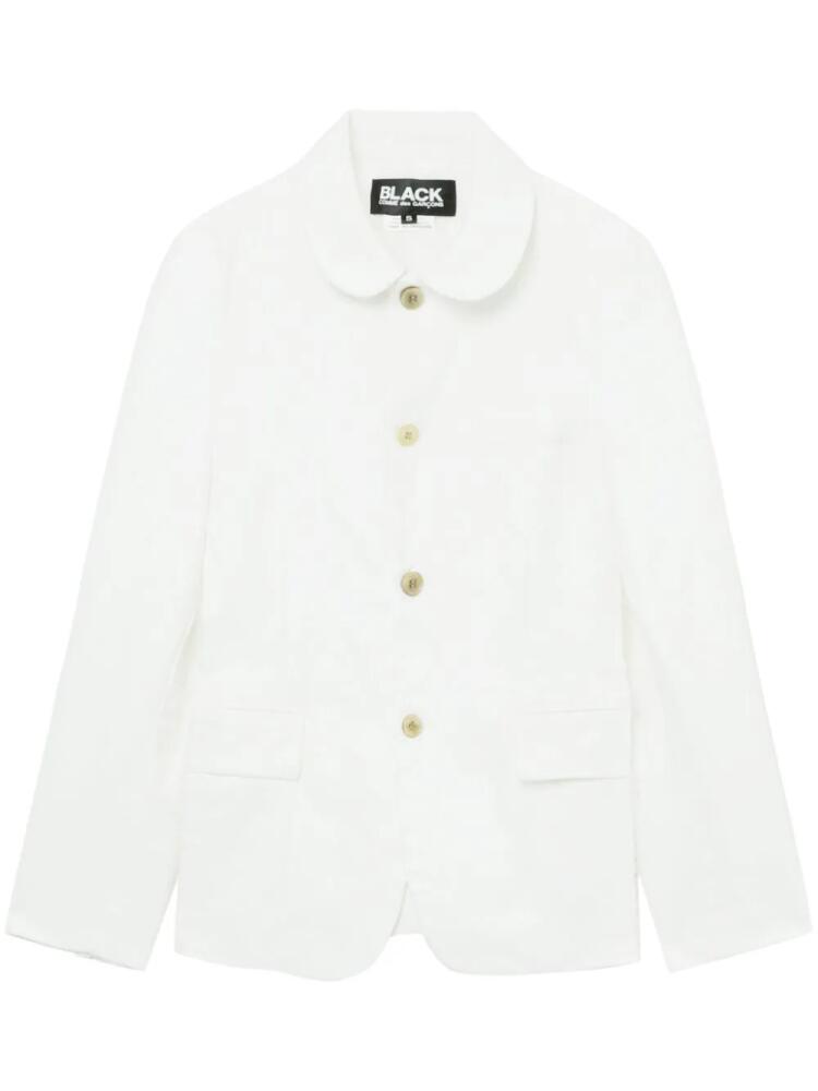 Black Comme Des Garçons rounded-collar single-breasted jacket - White Cover