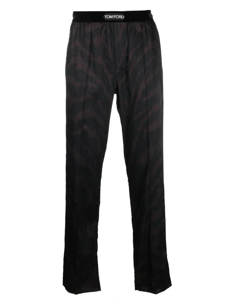 TOM FORD patterned logo-waistband pyjama trousers - Black Cover