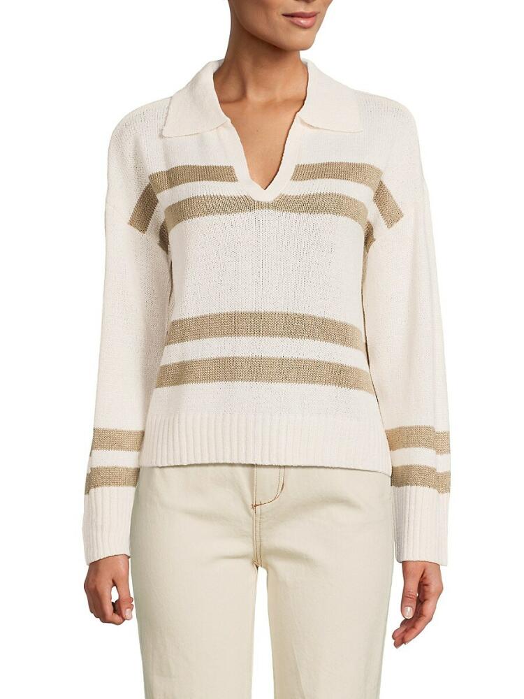 Design 365 Women's Stripe Polo Sweater - Canvas Cover