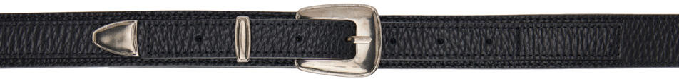 LEMAIRE Black Pebbled Minimal Western Belt Cover