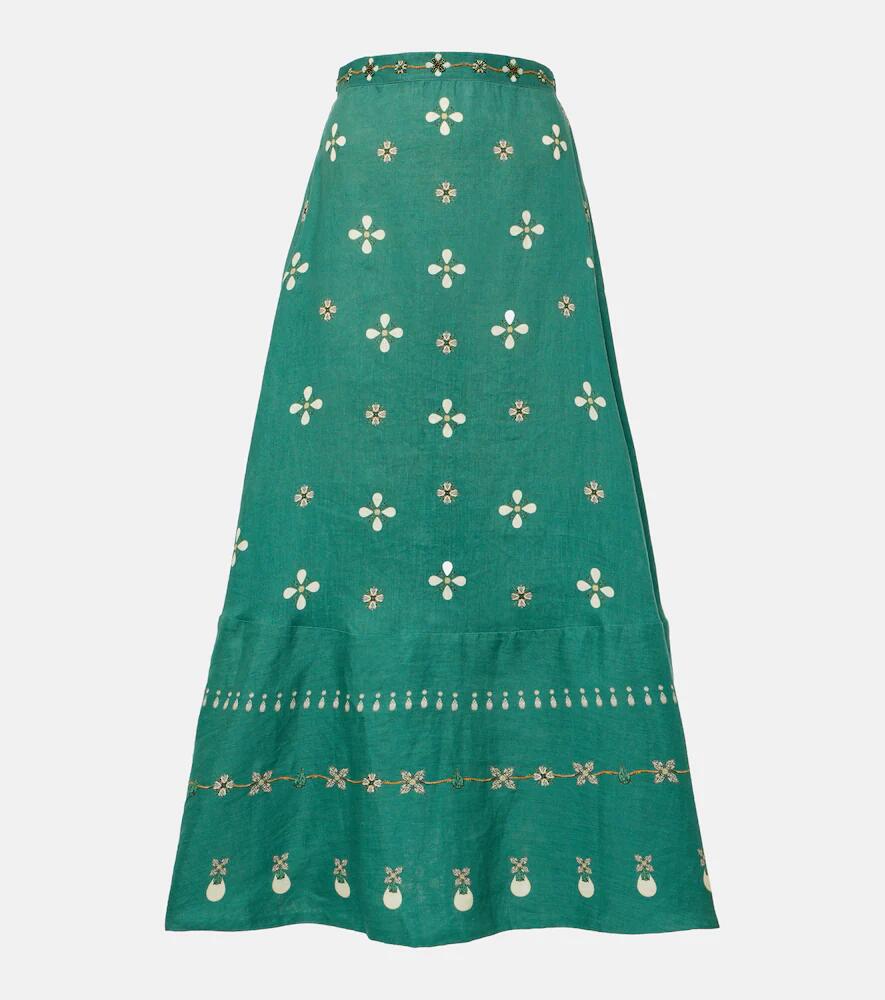 Agua by Agua Bendita Bel Mar Esmeralda embroidered maxi skirt Cover