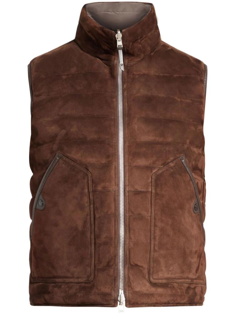 TOM FORD high-neck suede gilet - Brown Cover