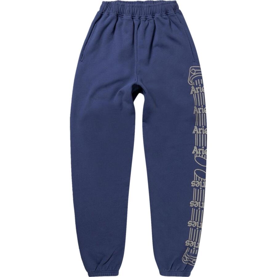 Aries Mens Navy Column-Print Cotton Track Pants Cover