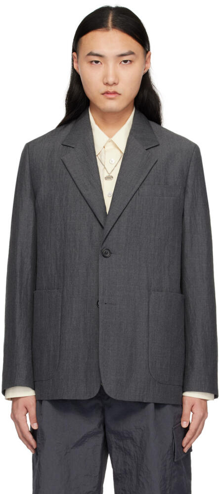 Solid Homme Gray Crinkled Blazer Cover