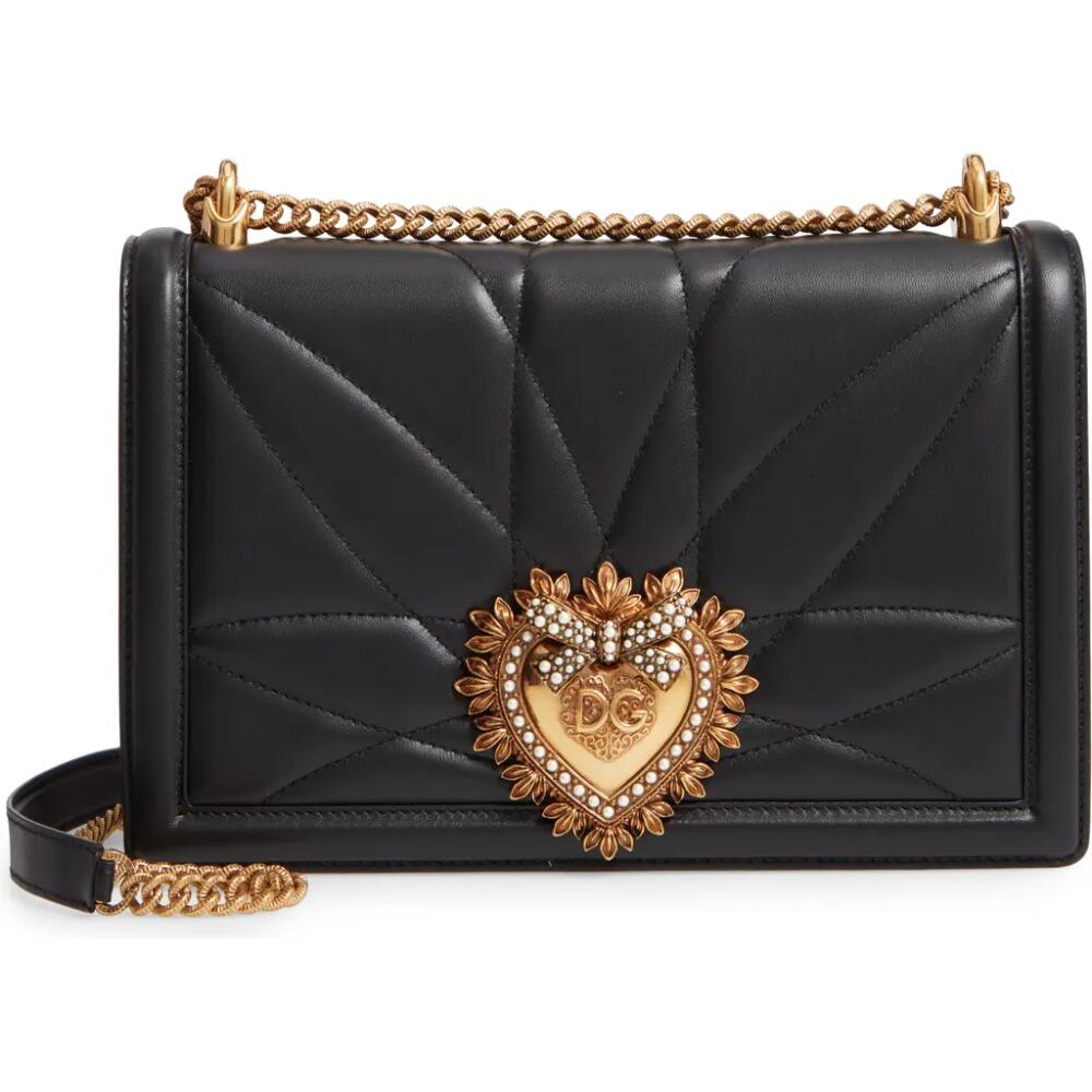 Dolce&Gabbana Large Devotion Lambskin Leather Shoulder Bag in Nero Cover