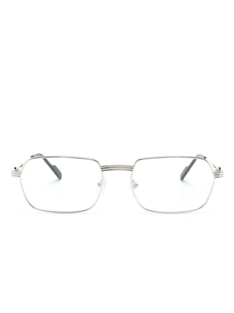 Cartier Eyewear polished rectangle-frame glasses - Silver Cover