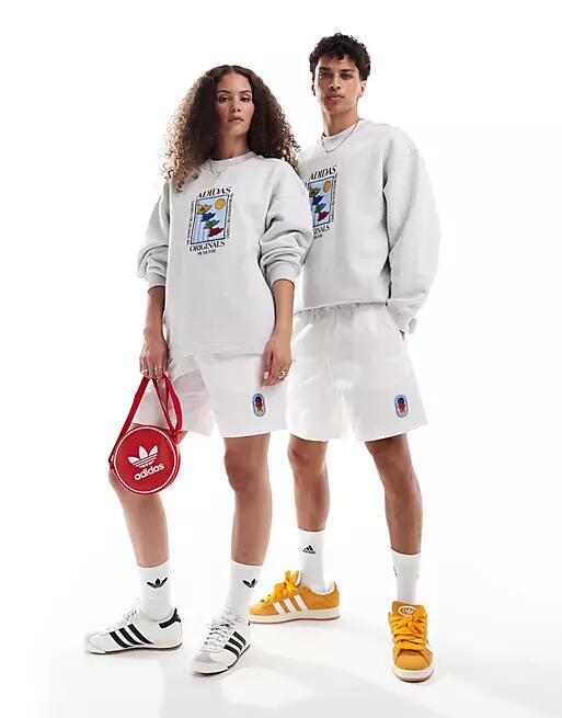 adidas Originals Olympics unisex shorts in white-Gray Cover