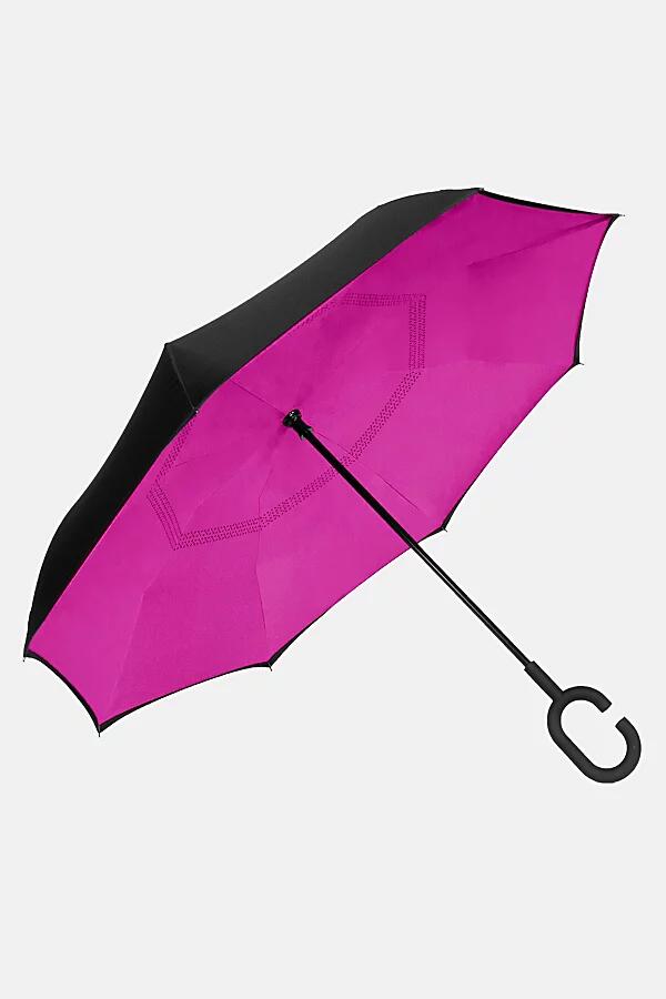 ShedRain UnbelievaBrella Stick Umbrella in Black/Hot Pink Cover