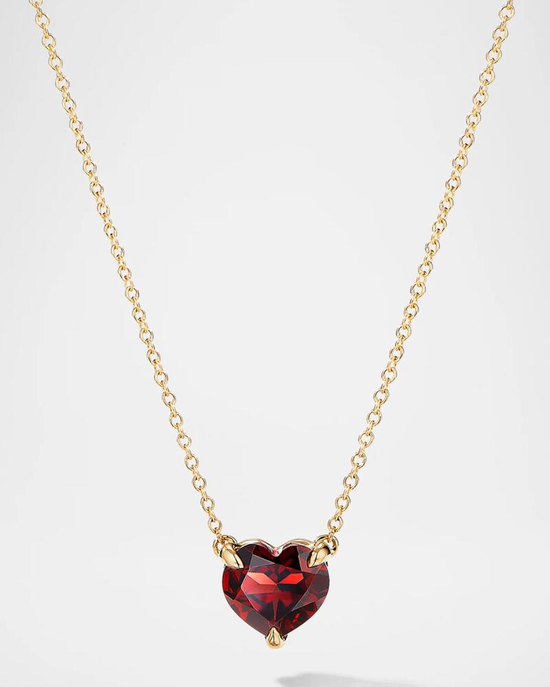 David Yurman Chatelaine Heart Pendant Necklace in 18K Yellow Gold with Garnet, 8mm Cover