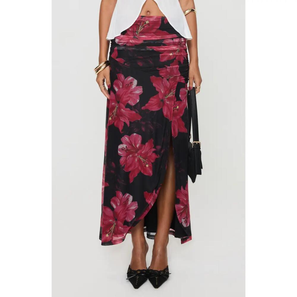 Princess Polly Cooper Floral Faux Wrap Maxi Skirt in Black /Red Cover