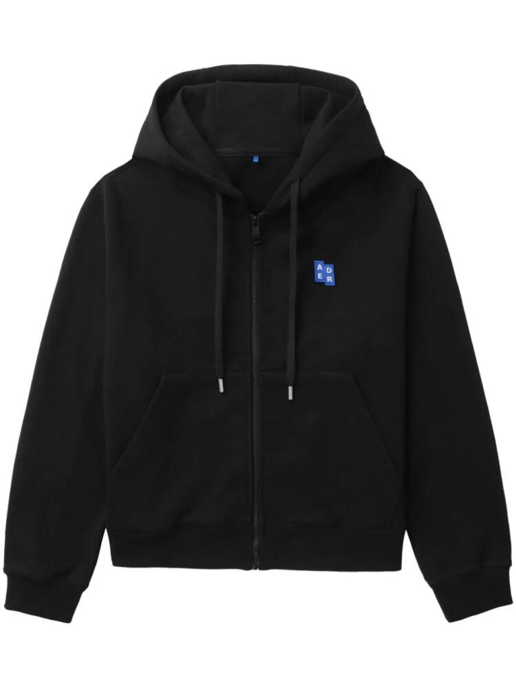 Ader Error logo-appliqué cotton hoodie - Black Cover