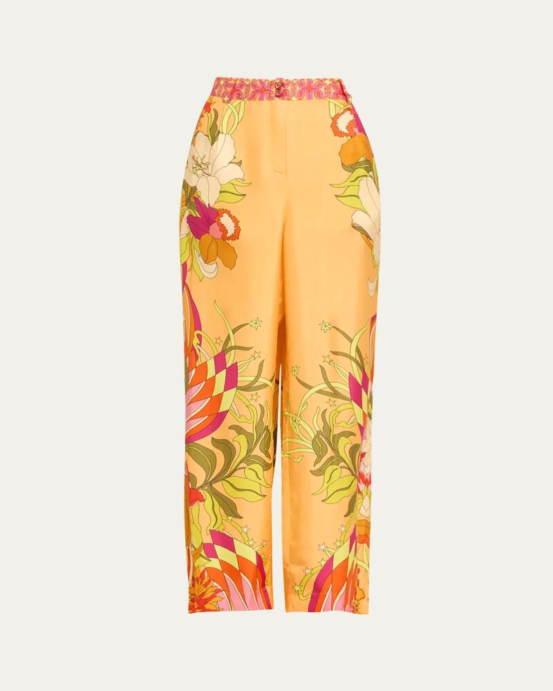 Camilla The Flower Child Society Wide-Leg Silk Trousers Cover