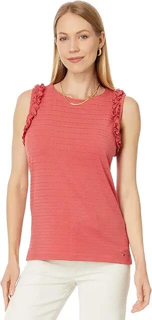 Tommy Hilfiger Sleeveless Ruffle Tank (Mineral Red) Women's Clothing Cover