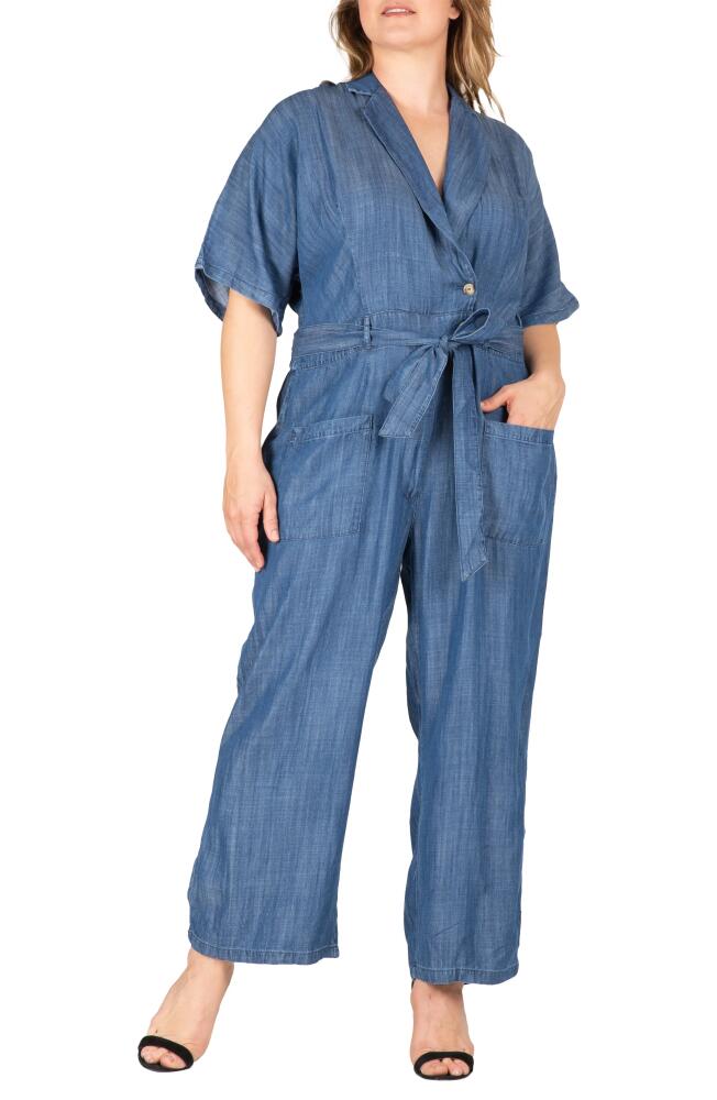 Standards & Practices Tie Waist Denim Jumpsuit in Indigo Cover