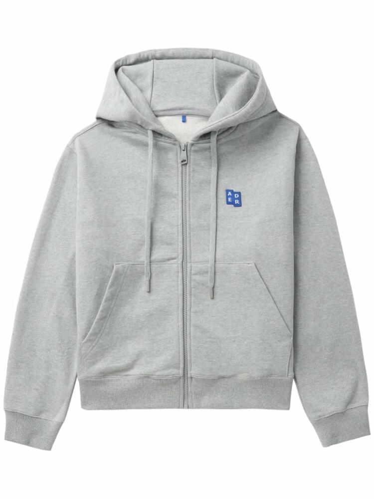 Ader Error logo-appliqué cotton hoodie - Grey Cover