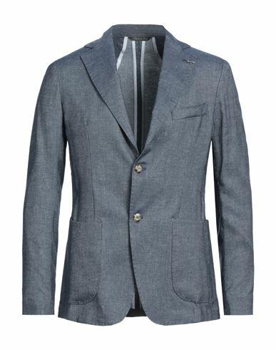 Takeshy Kurosawa Man Blazer Slate blue Viscose, Cotton, Linen Cover