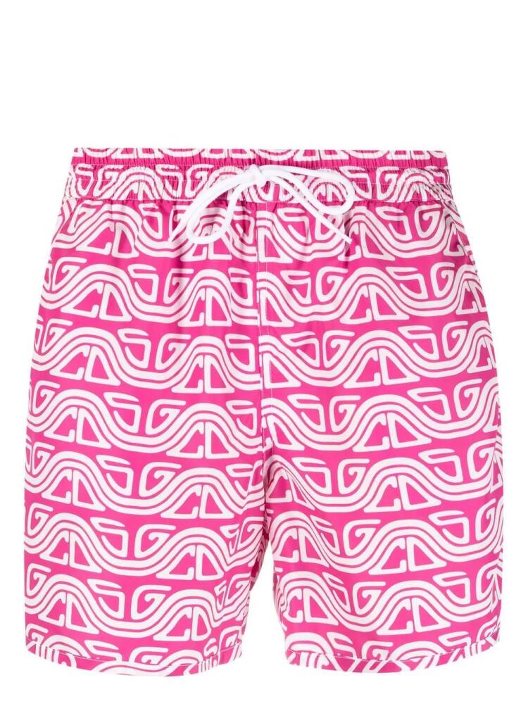 GCDS abstract-print swim shorts - Pink Cover