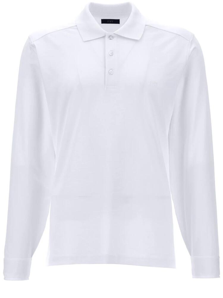 Fay logo-embroidered cotton polo shirt - White Cover